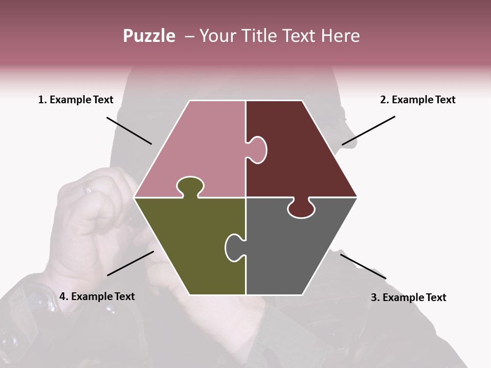 A Man In A Military Uniform Is Holding His Hand To His Ear PowerPoint Template