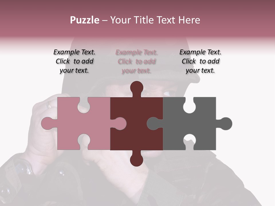 A Man In A Military Uniform Is Holding His Hand To His Ear PowerPoint Template