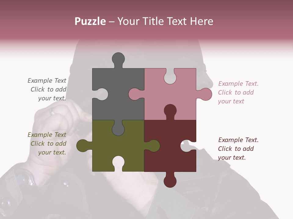 A Man In A Military Uniform Is Holding His Hand To His Ear PowerPoint Template