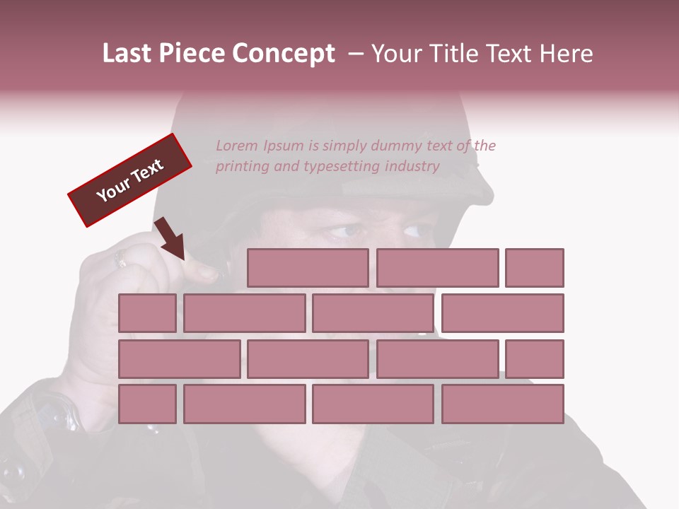 A Man In A Military Uniform Is Holding His Hand To His Ear PowerPoint Template