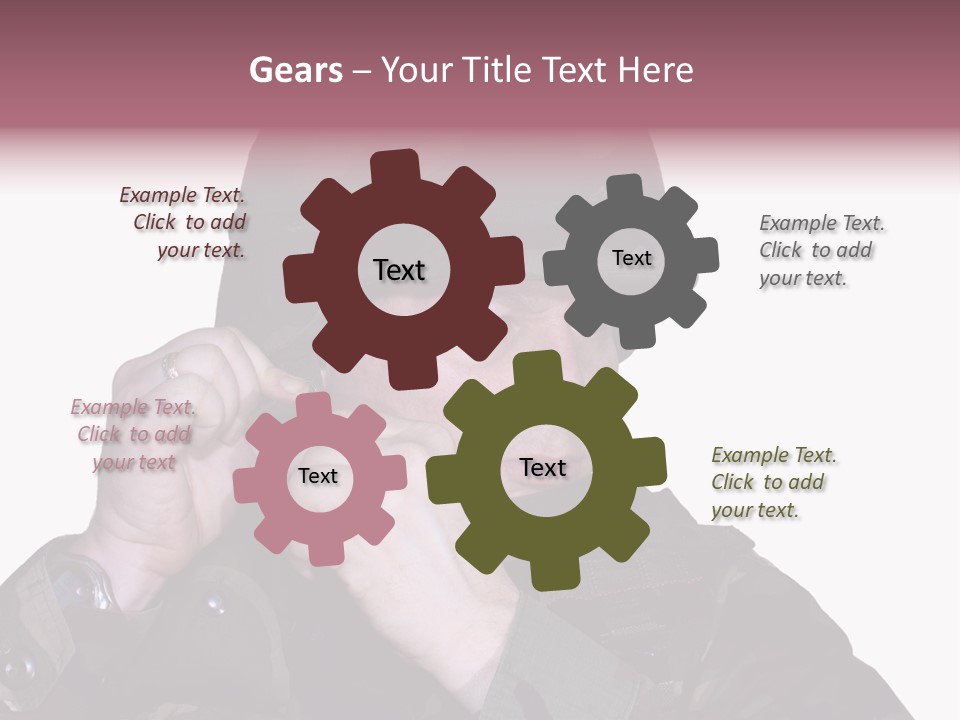 A Man In A Military Uniform Is Holding His Hand To His Ear PowerPoint Template