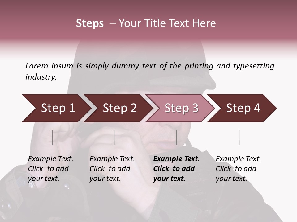 A Man In A Military Uniform Is Holding His Hand To His Ear PowerPoint Template