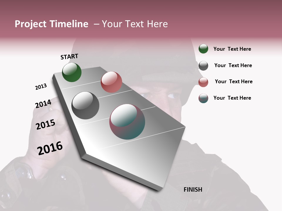 A Man In A Military Uniform Is Holding His Hand To His Ear PowerPoint Template