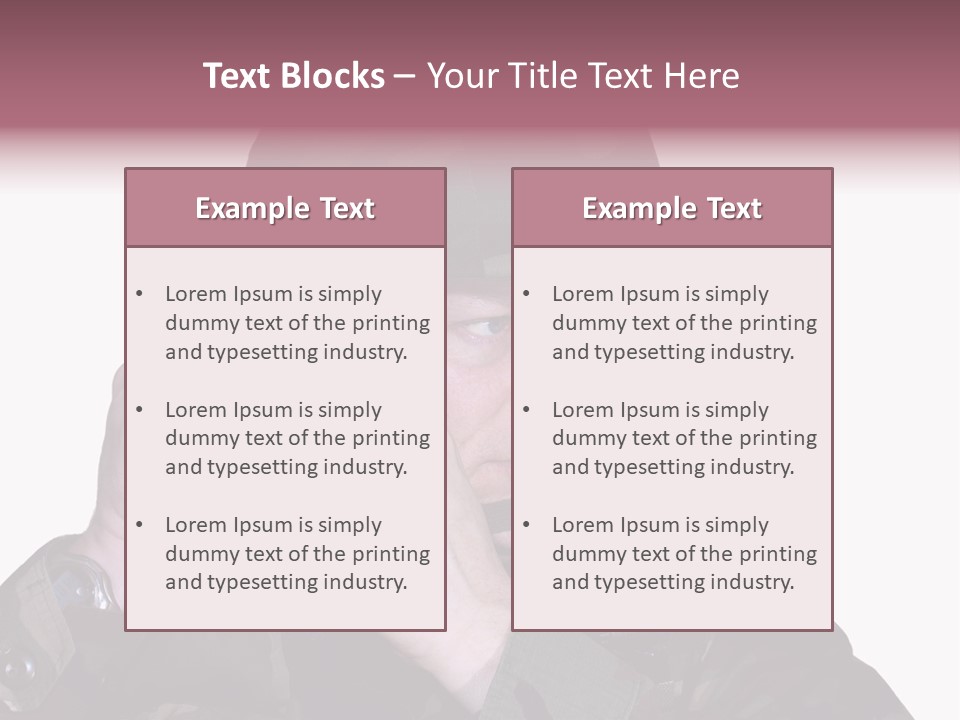 A Man In A Military Uniform Is Holding His Hand To His Ear PowerPoint Template