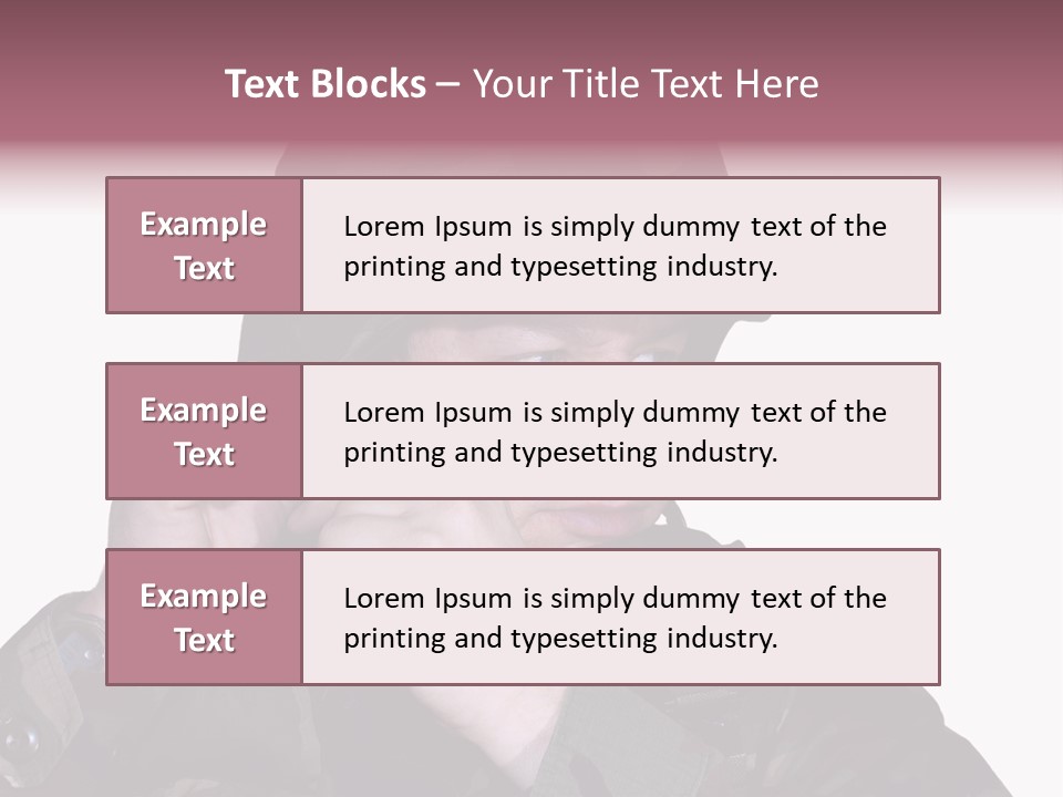 A Man In A Military Uniform Is Holding His Hand To His Ear PowerPoint Template