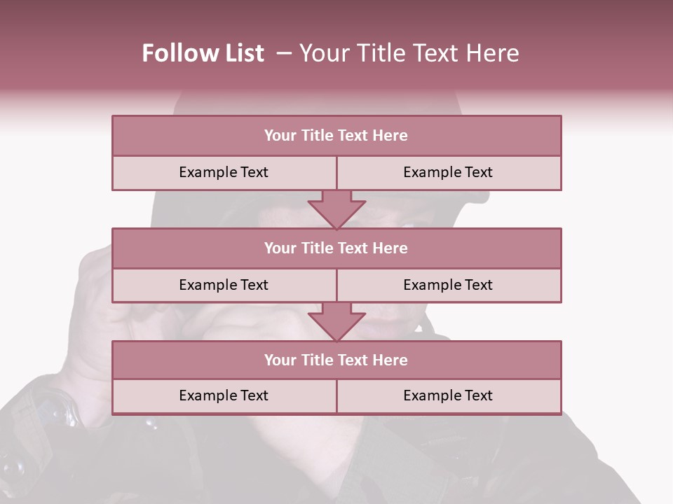 A Man In A Military Uniform Is Holding His Hand To His Ear PowerPoint Template