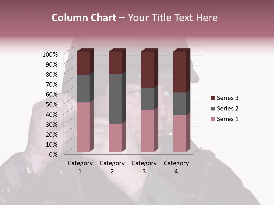 A Man In A Military Uniform Is Holding His Hand To His Ear PowerPoint Template