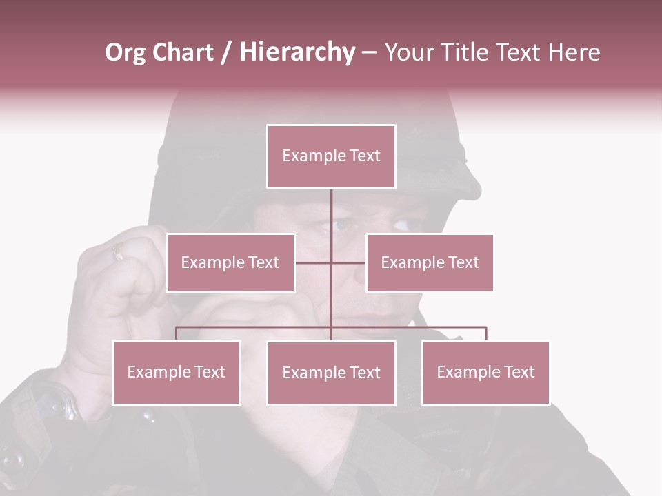 A Man In A Military Uniform Is Holding His Hand To His Ear PowerPoint Template
