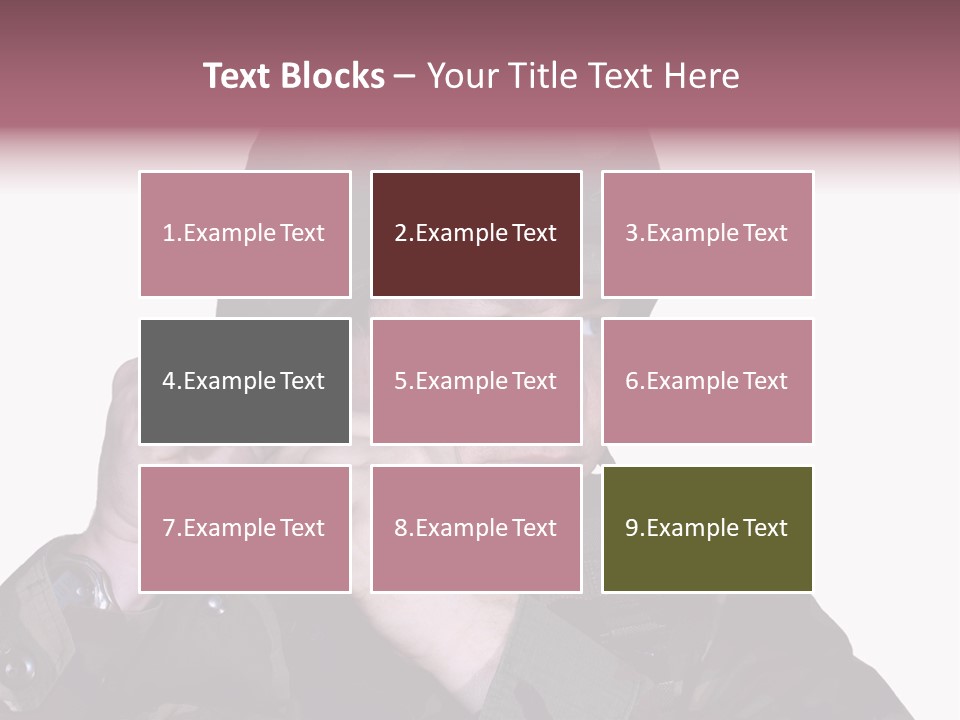 A Man In A Military Uniform Is Holding His Hand To His Ear PowerPoint Template