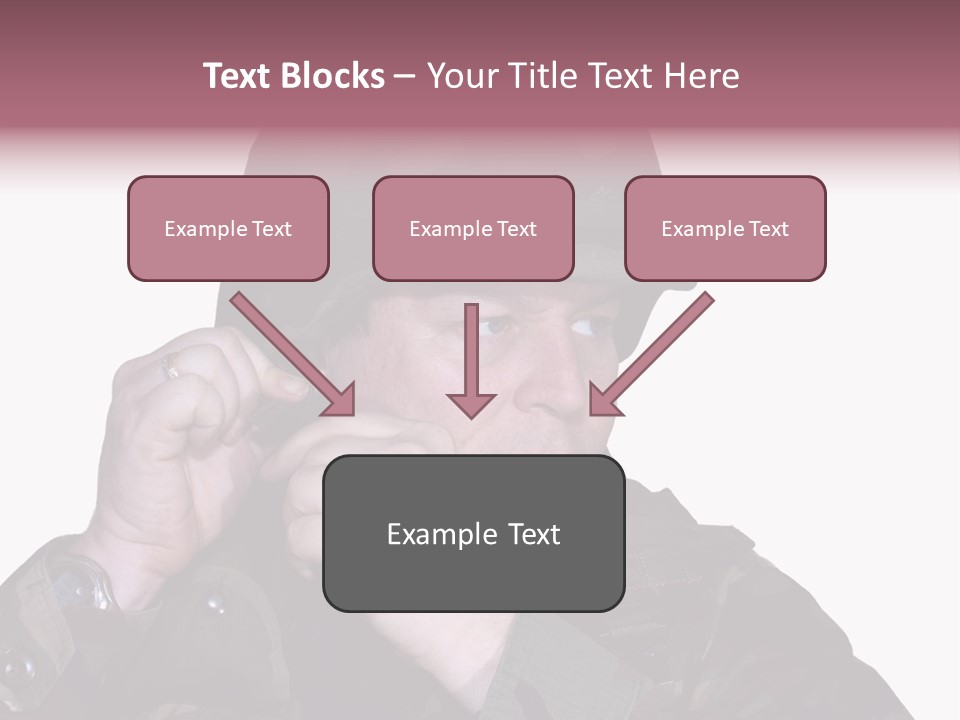 A Man In A Military Uniform Is Holding His Hand To His Ear PowerPoint Template