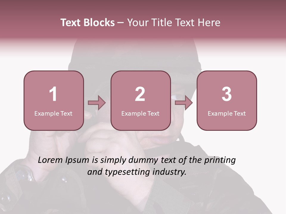 A Man In A Military Uniform Is Holding His Hand To His Ear PowerPoint Template