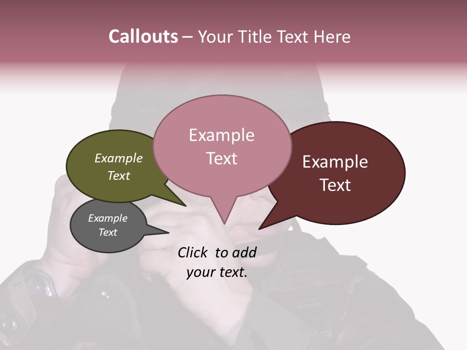A Man In A Military Uniform Is Holding His Hand To His Ear PowerPoint Template