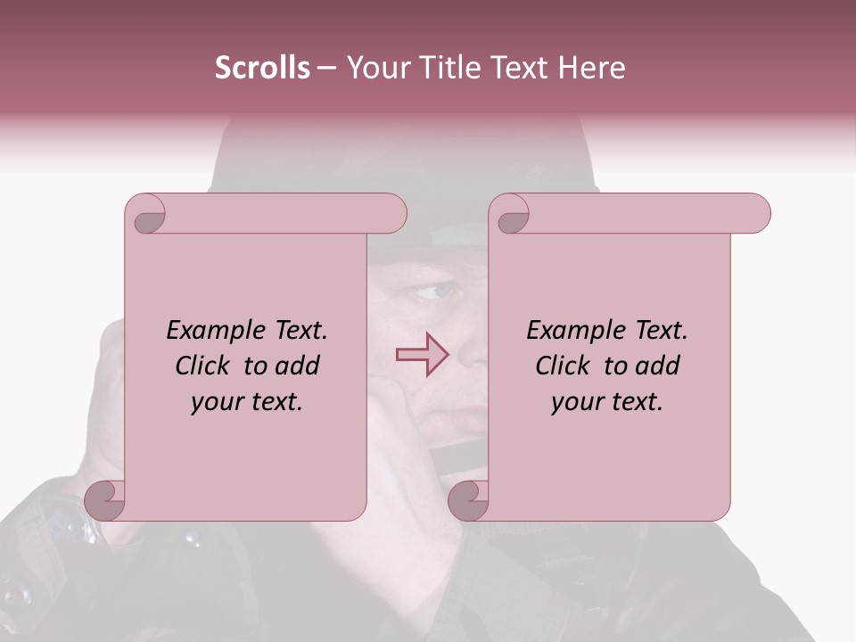 A Man In A Military Uniform Is Holding His Hand To His Ear PowerPoint Template
