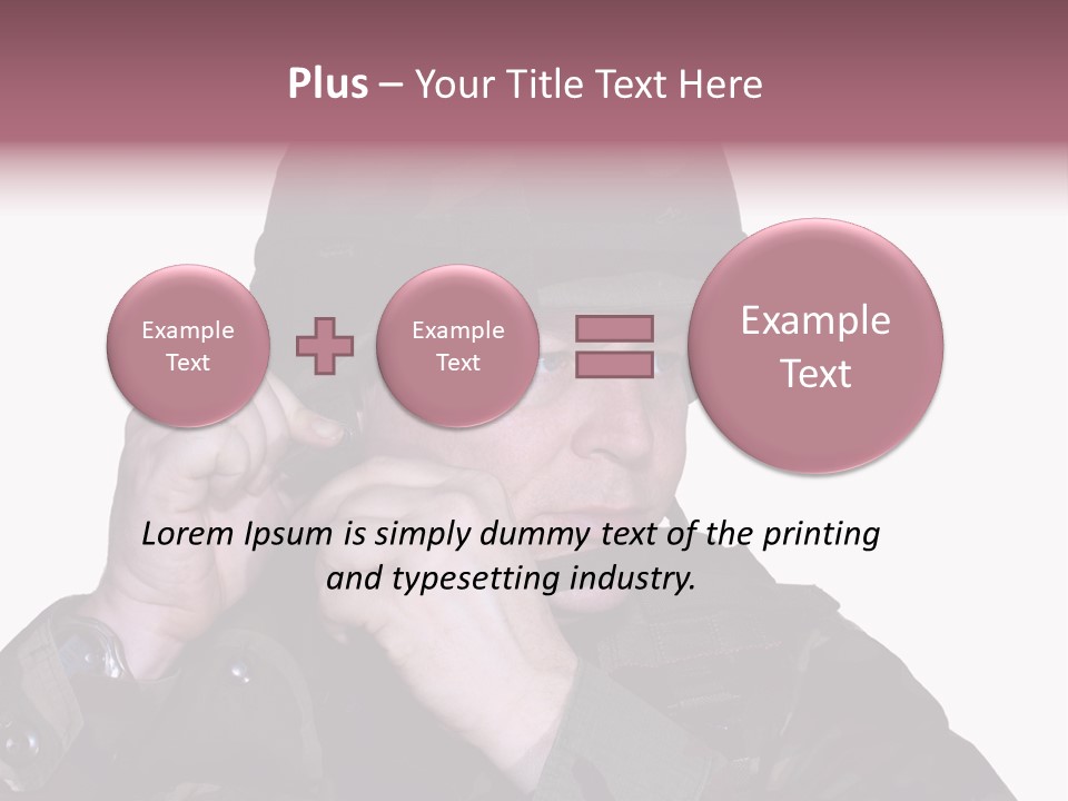 A Man In A Military Uniform Is Holding His Hand To His Ear PowerPoint Template