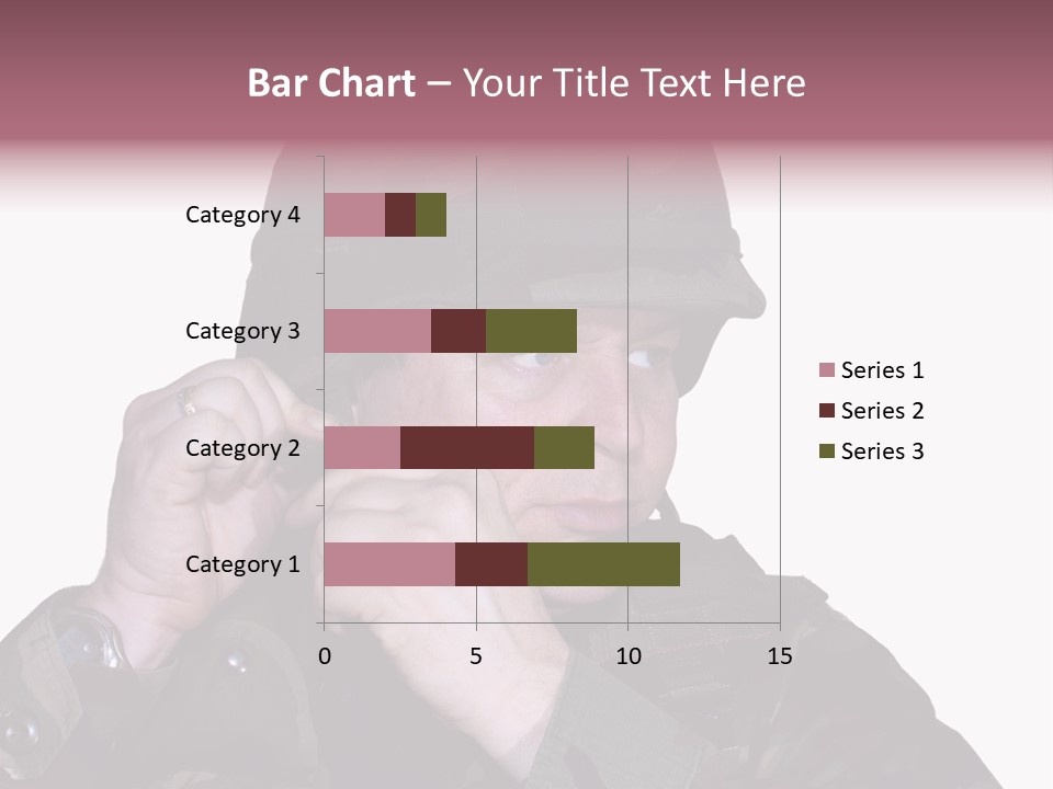 A Man In A Military Uniform Is Holding His Hand To His Ear PowerPoint Template