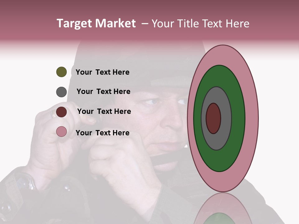 A Man In A Military Uniform Is Holding His Hand To His Ear PowerPoint Template