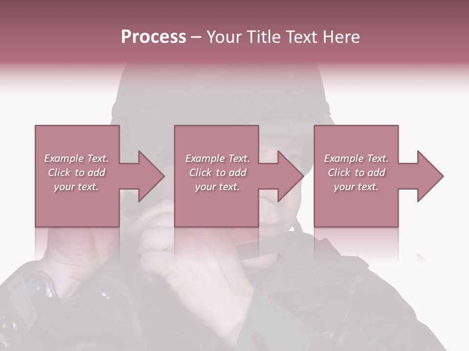A Man In A Military Uniform Is Holding His Hand To His Ear PowerPoint Template
