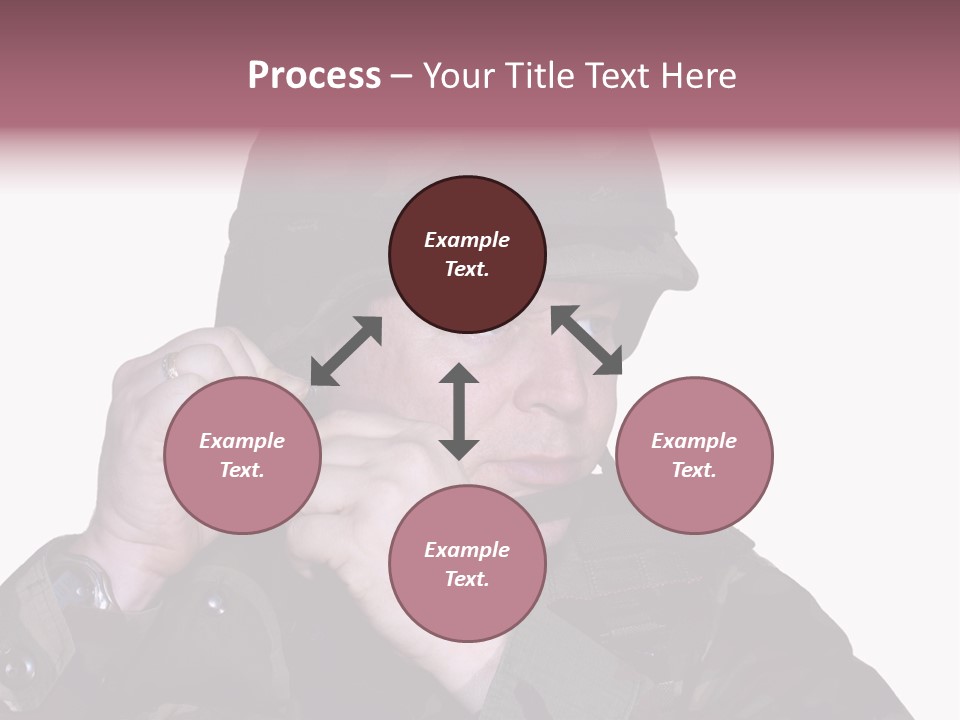 A Man In A Military Uniform Is Holding His Hand To His Ear PowerPoint Template