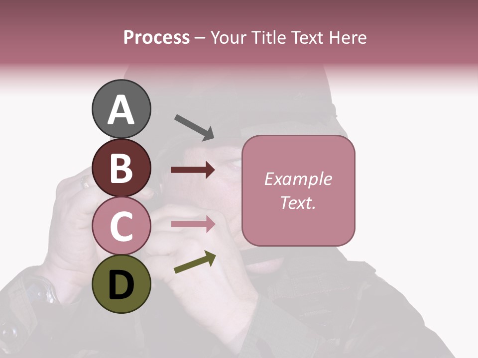 A Man In A Military Uniform Is Holding His Hand To His Ear PowerPoint Template
