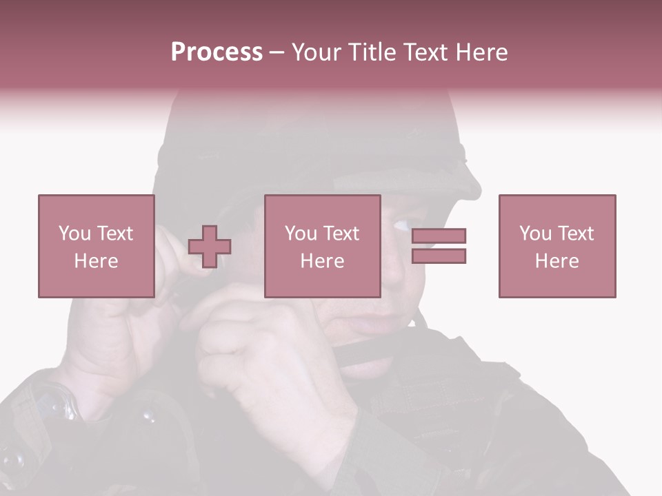 A Man In A Military Uniform Is Holding His Hand To His Ear PowerPoint Template