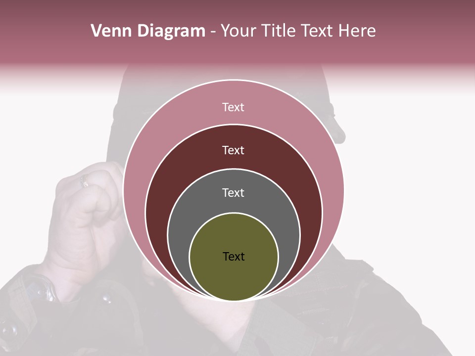 A Man In A Military Uniform Is Holding His Hand To His Ear PowerPoint Template