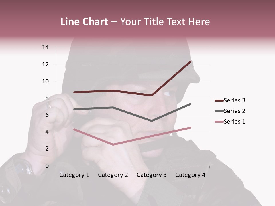 A Man In A Military Uniform Is Holding His Hand To His Ear PowerPoint Template