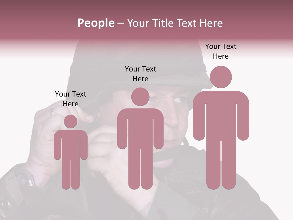 A Man In A Military Uniform Is Holding His Hand To His Ear PowerPoint Template