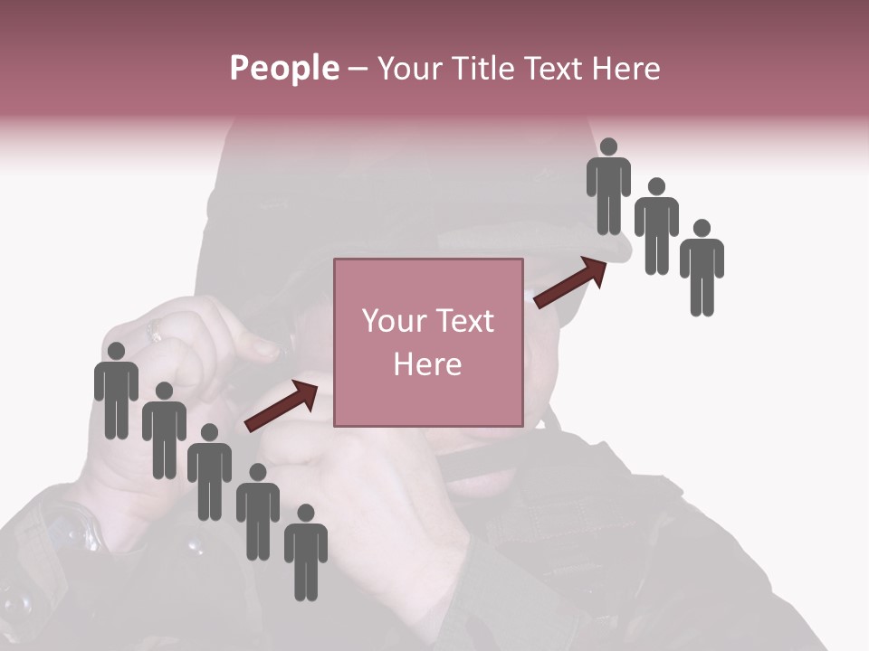 A Man In A Military Uniform Is Holding His Hand To His Ear PowerPoint Template