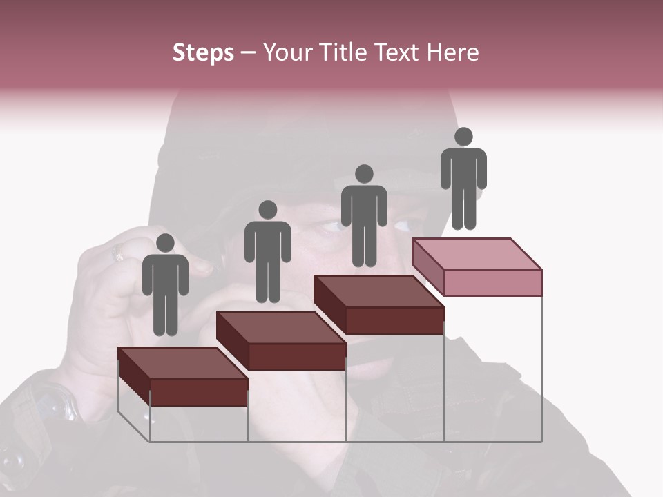 A Man In A Military Uniform Is Holding His Hand To His Ear PowerPoint Template