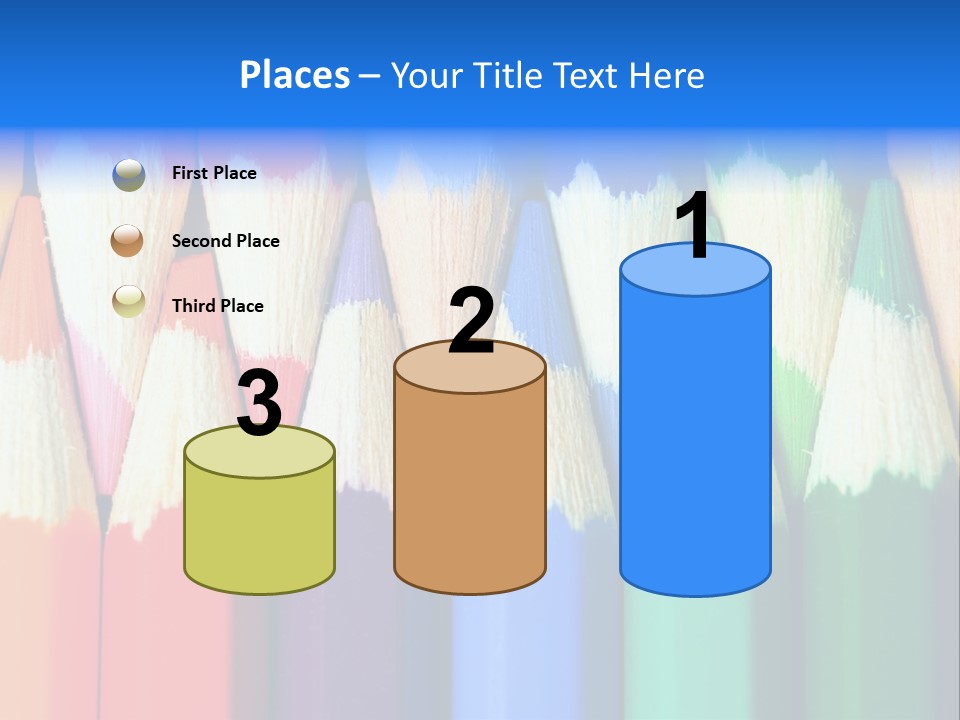 A Group Of Colored Pencils With A Blue Background PowerPoint Template