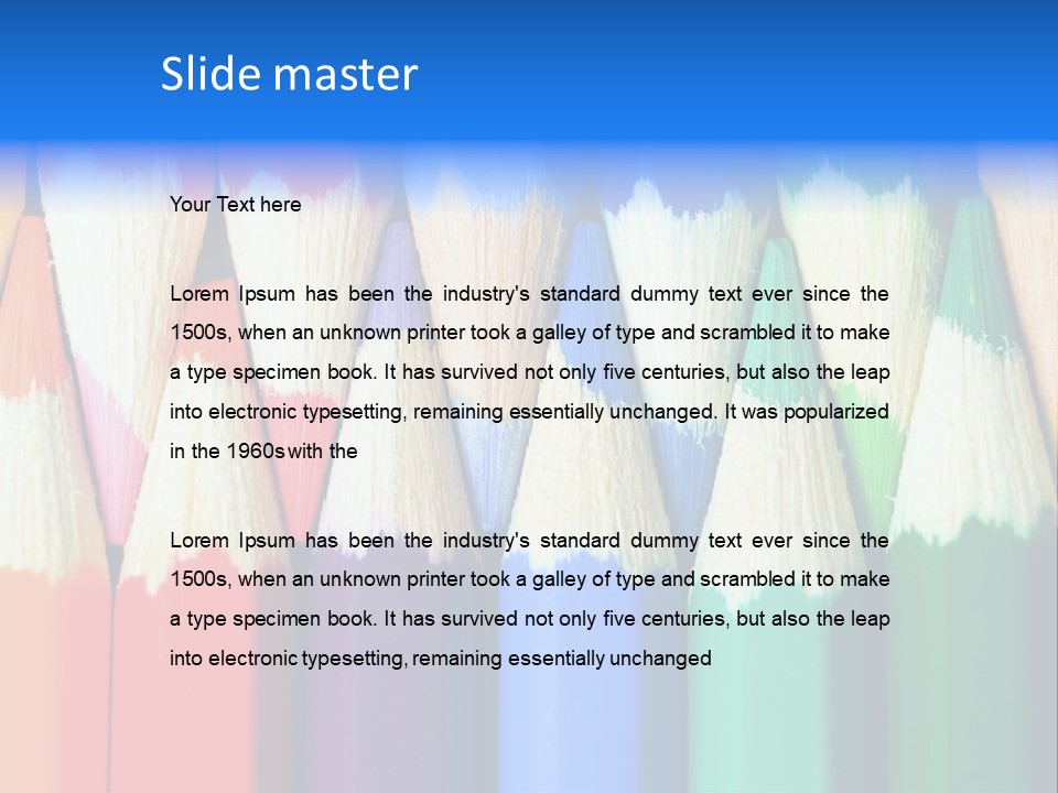 A Group Of Colored Pencils With A Blue Background PowerPoint Template