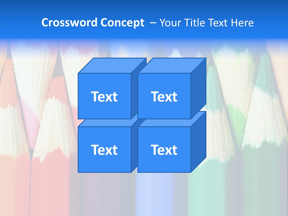 A Group Of Colored Pencils With A Blue Background PowerPoint Template