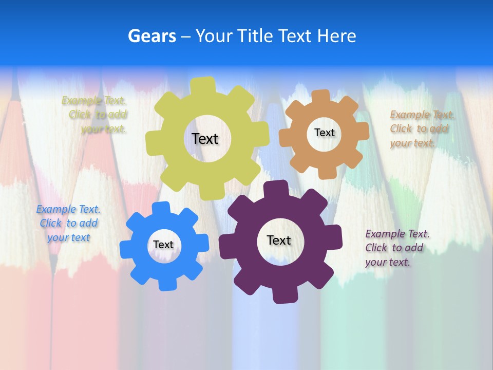 A Group Of Colored Pencils With A Blue Background PowerPoint Template