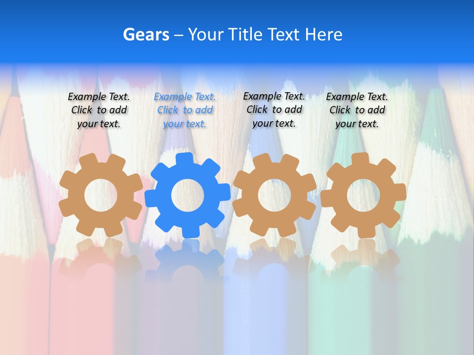 A Group Of Colored Pencils With A Blue Background PowerPoint Template