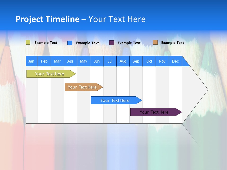 A Group Of Colored Pencils With A Blue Background PowerPoint Template