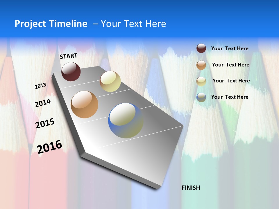 A Group Of Colored Pencils With A Blue Background PowerPoint Template