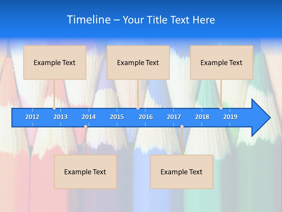 A Group Of Colored Pencils With A Blue Background PowerPoint Template