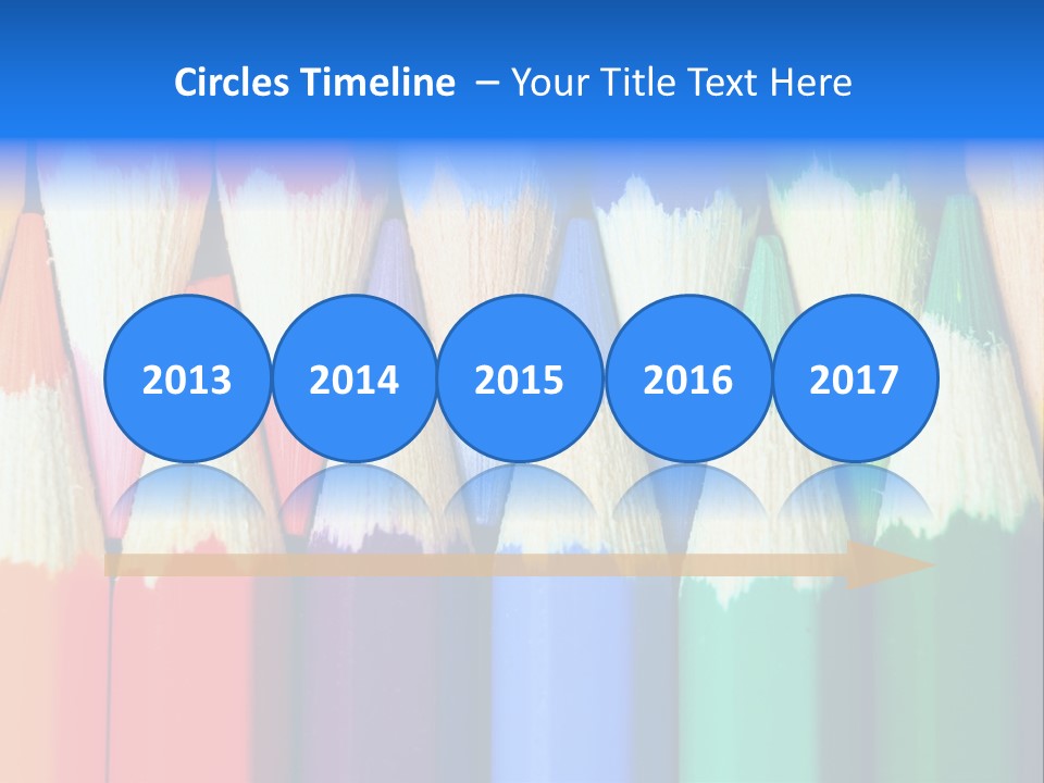 A Group Of Colored Pencils With A Blue Background PowerPoint Template
