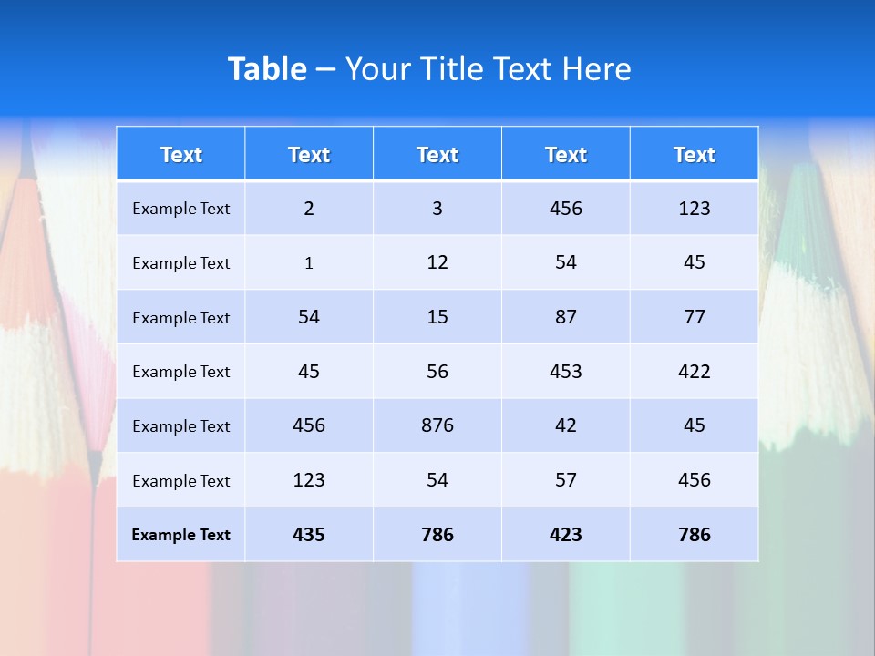 A Group Of Colored Pencils With A Blue Background PowerPoint Template