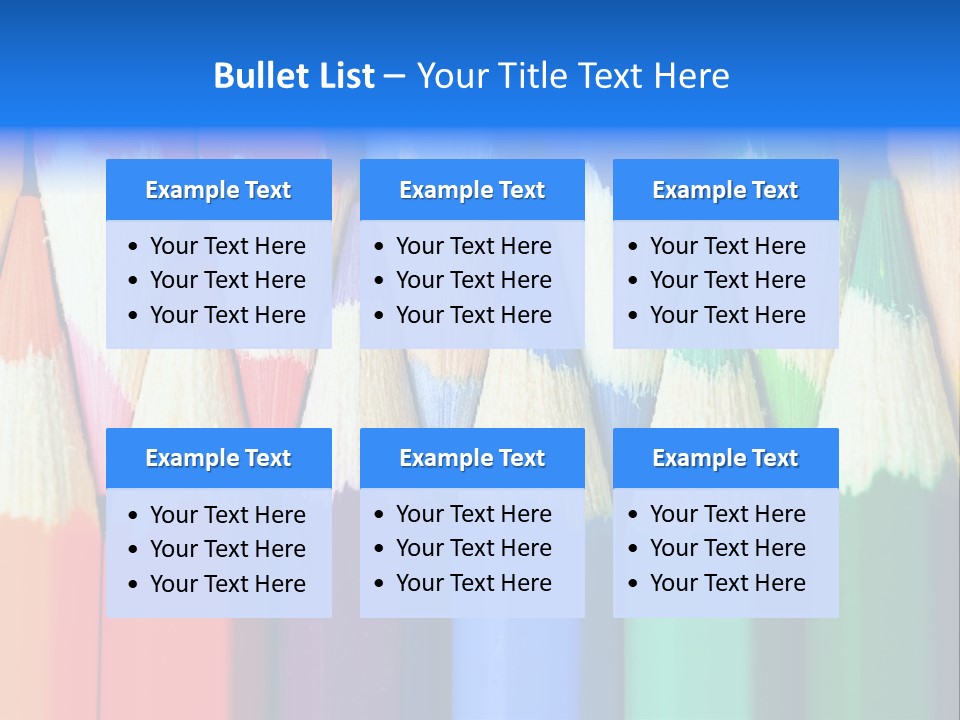 A Group Of Colored Pencils With A Blue Background PowerPoint Template