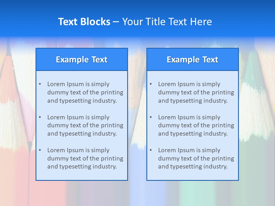 A Group Of Colored Pencils With A Blue Background PowerPoint Template
