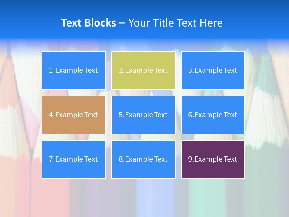 A Group Of Colored Pencils With A Blue Background PowerPoint Template