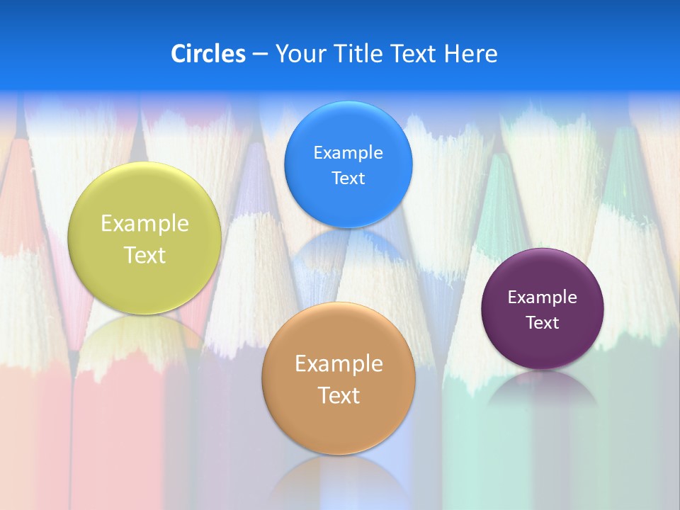 A Group Of Colored Pencils With A Blue Background PowerPoint Template