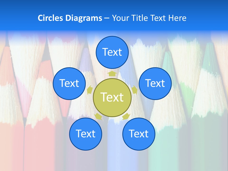 A Group Of Colored Pencils With A Blue Background PowerPoint Template