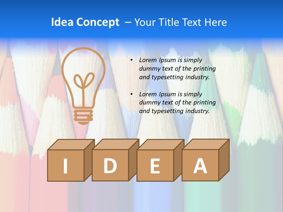 A Group Of Colored Pencils With A Blue Background PowerPoint Template
