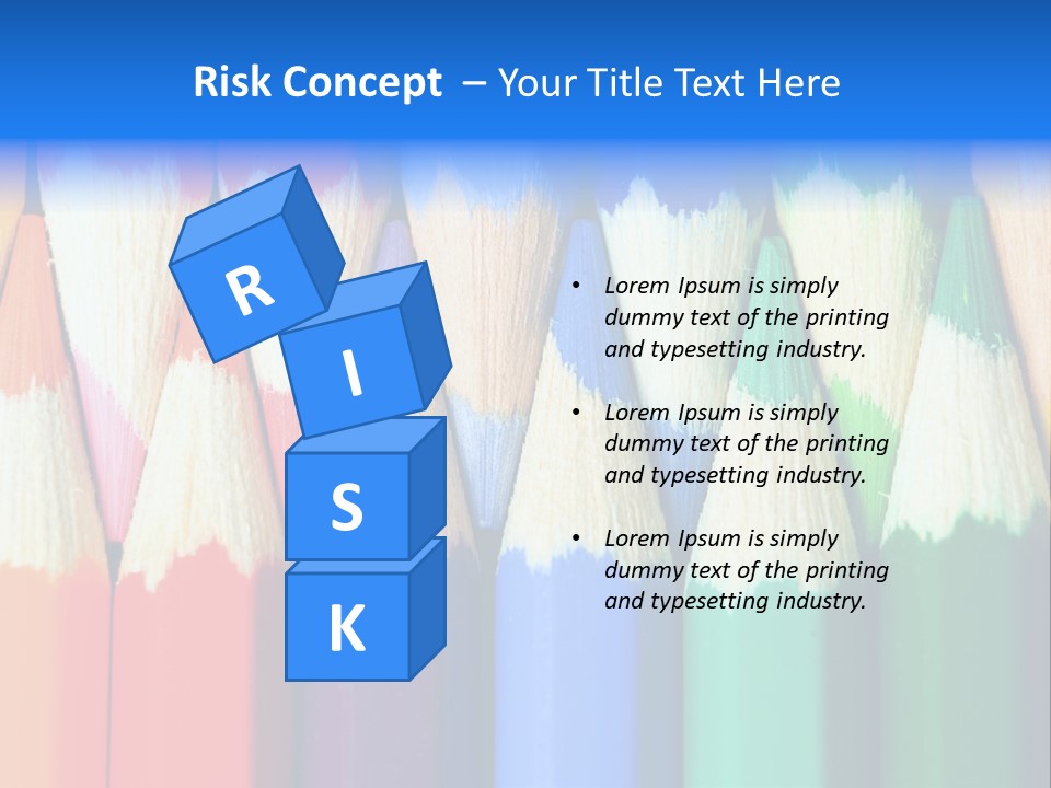 A Group Of Colored Pencils With A Blue Background PowerPoint Template