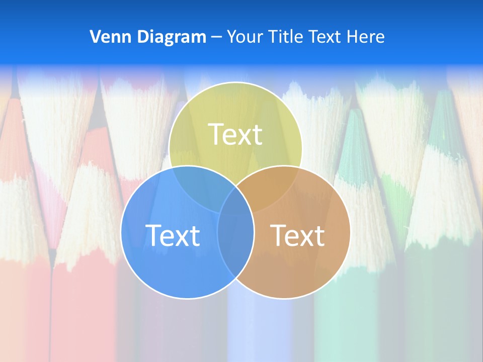 A Group Of Colored Pencils With A Blue Background PowerPoint Template
