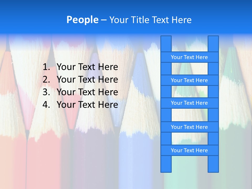 A Group Of Colored Pencils With A Blue Background PowerPoint Template