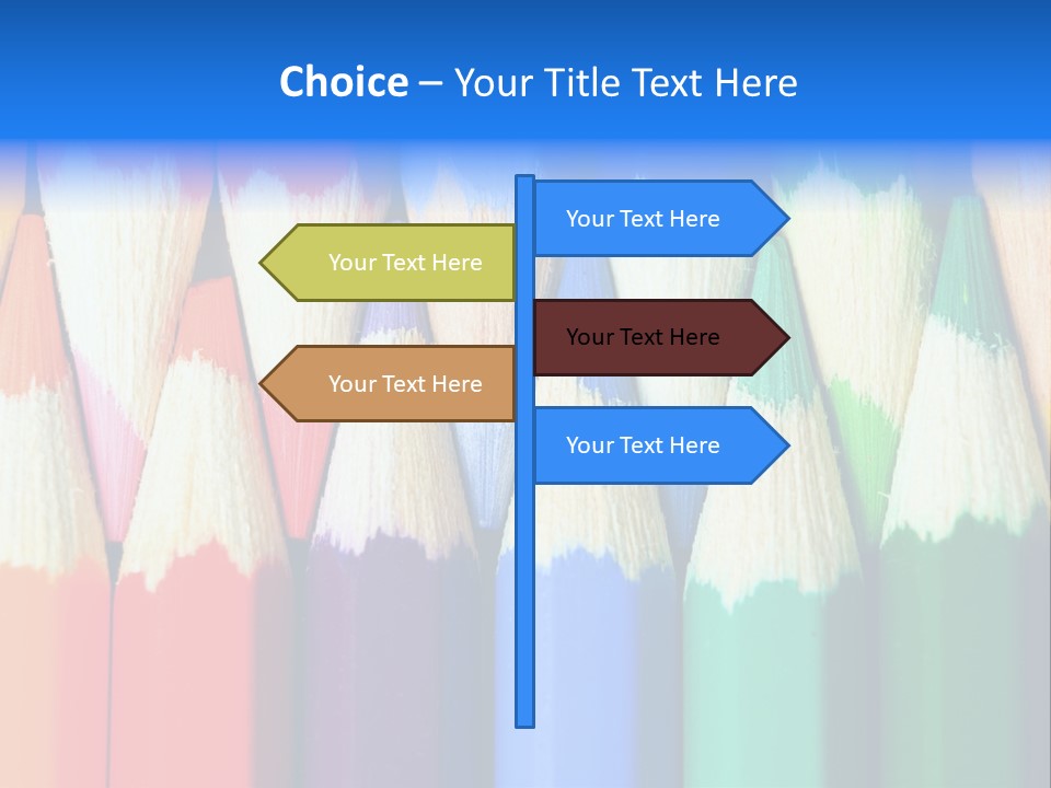 A Group Of Colored Pencils With A Blue Background PowerPoint Template