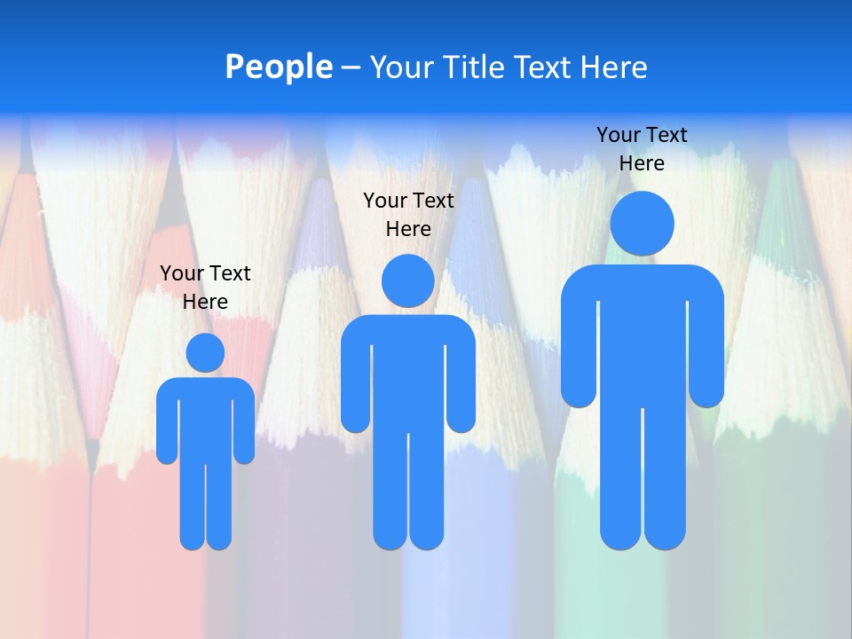 A Group Of Colored Pencils With A Blue Background PowerPoint Template